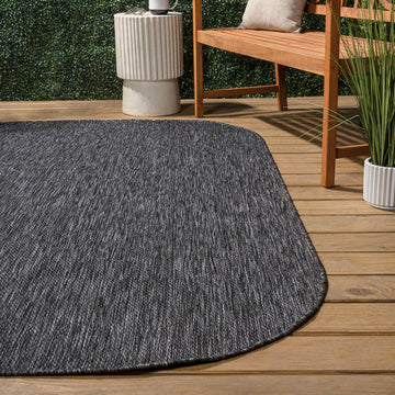 Miles Modern Minimalist Radius Corner Solid Indoor/Outdoor Area Rug